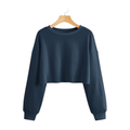 Slate Blue Balloon-Sleeve Crop Top