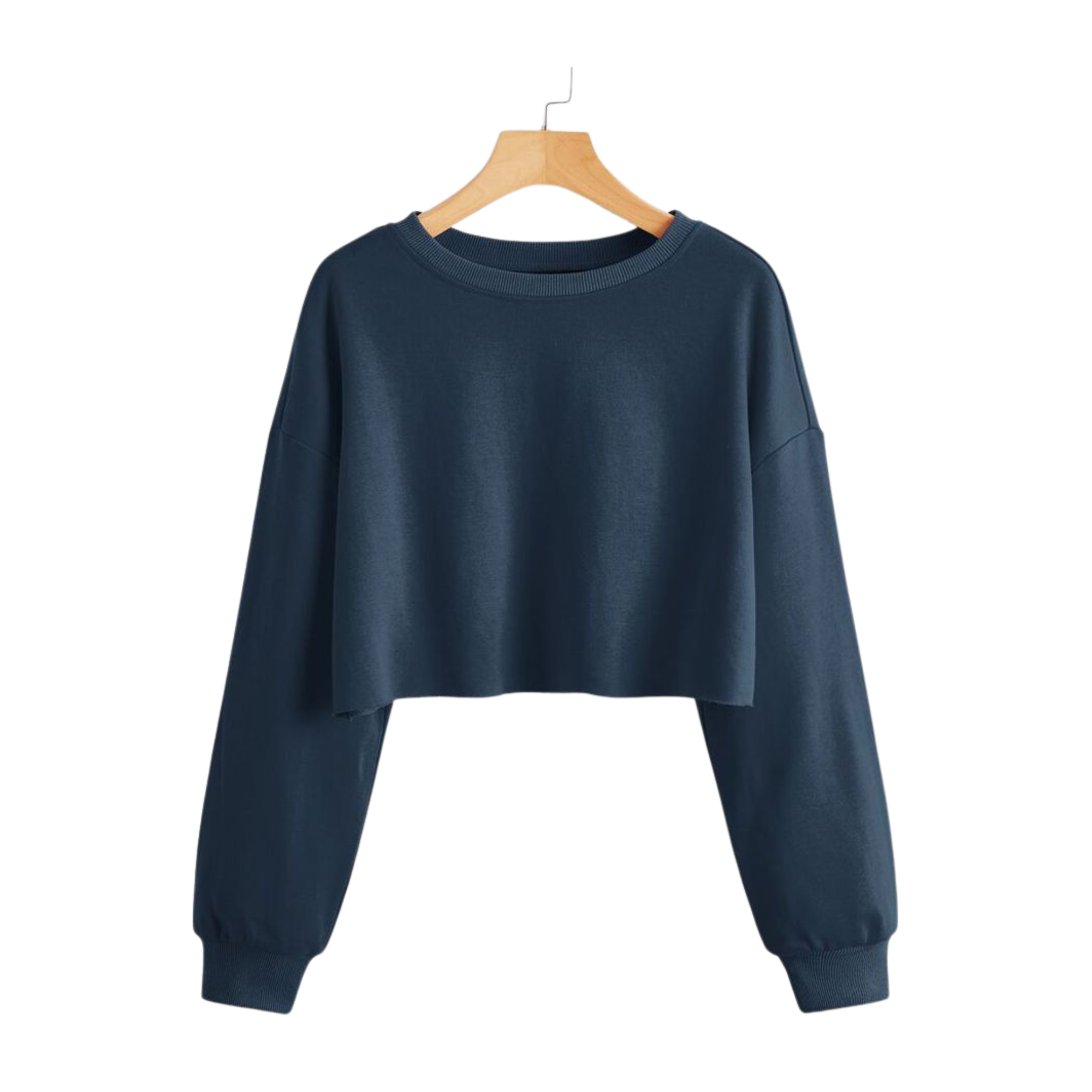 Slate Blue Balloon-Sleeve Crop Top