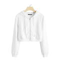 Arctic White Zip Crop Hoodie