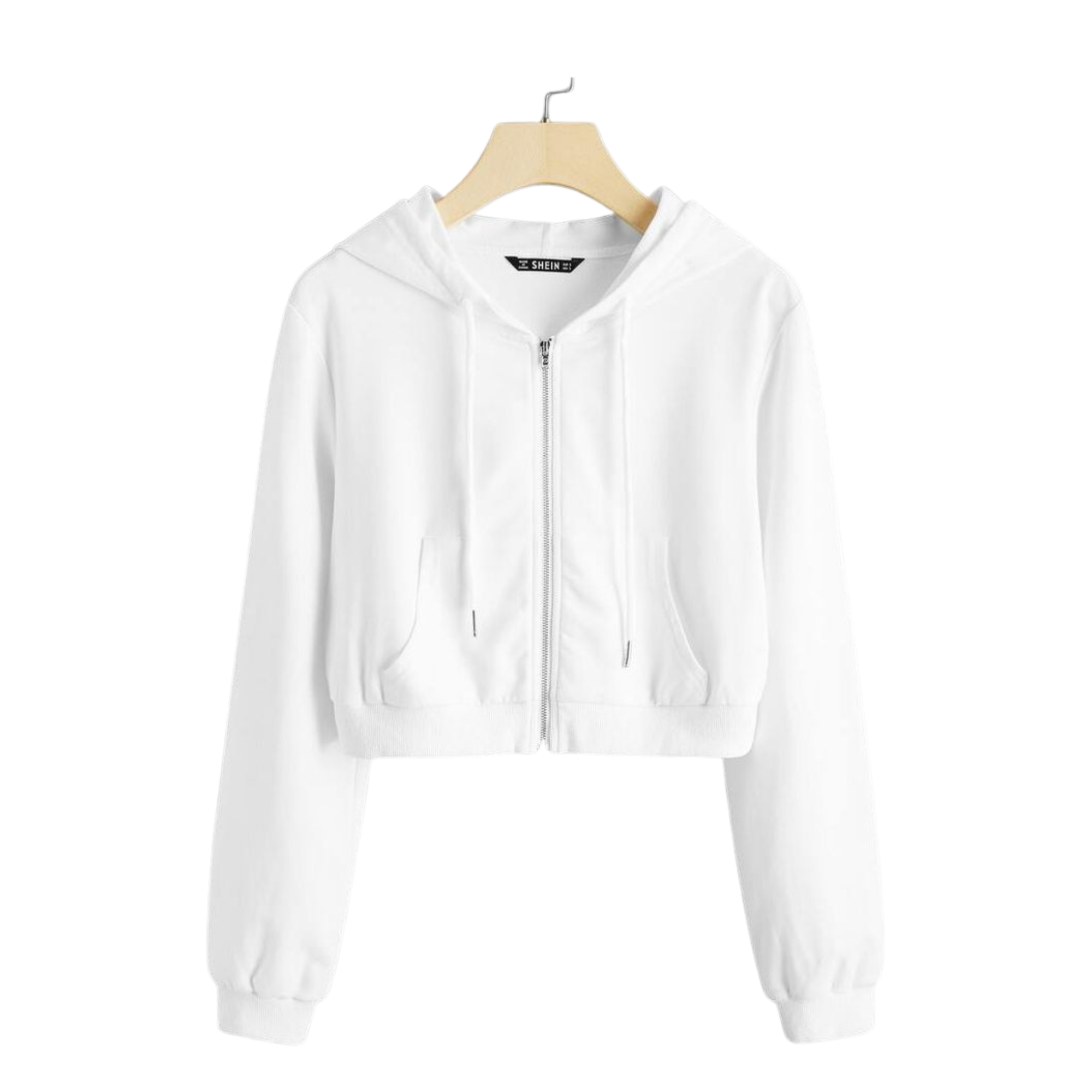 Arctic White Zip Crop Hoodie