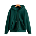 Forest Green Front-Open Zip Hoodie