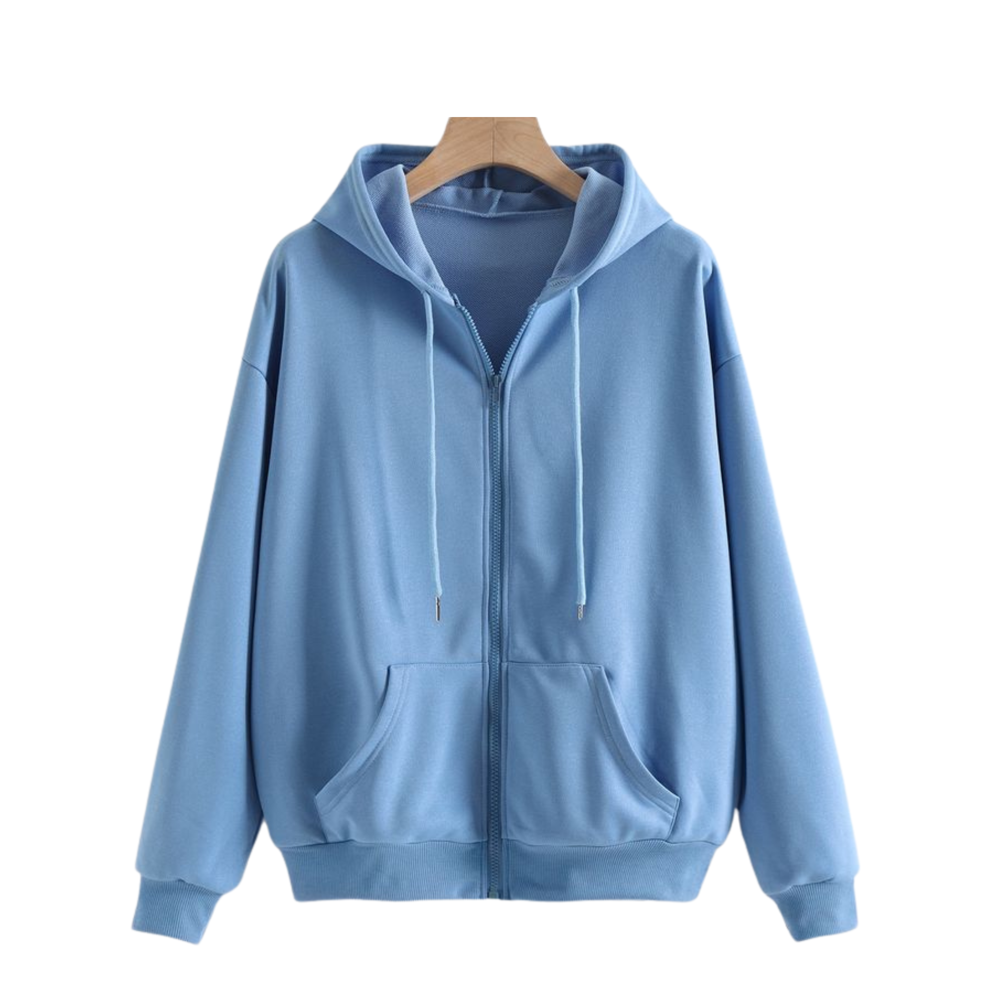 Cornflower Blue Front-Open Zip Hoodie