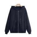 Midnight Black Front-Open Zip Hoodie
