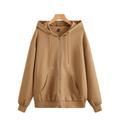 Mocha Tan Front-Open Zip Hoodie