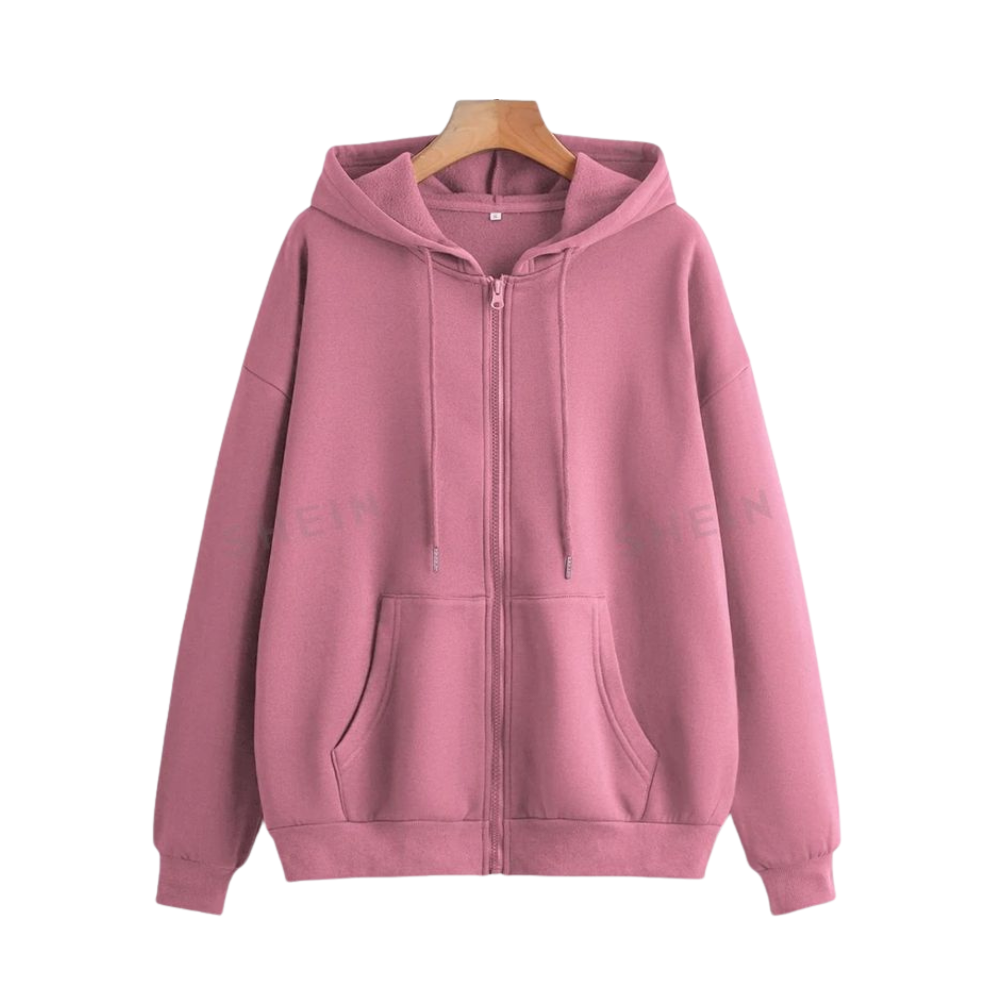 Dusty Rose Front-Open Zip Hoodie