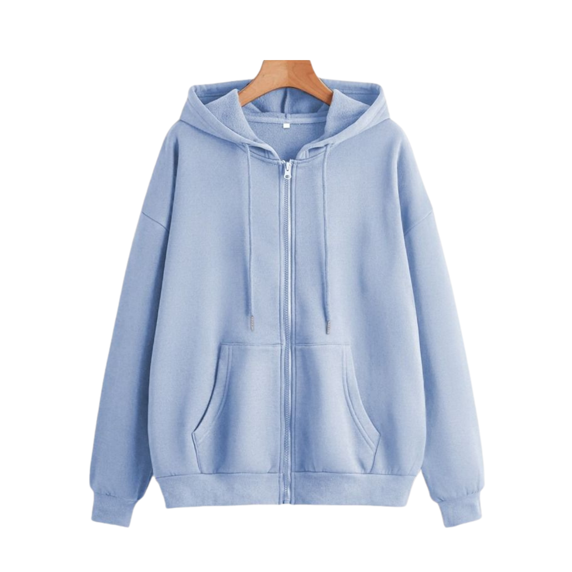Pastel Blue Front-Open Zip Hoodie