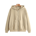 Sandstone Beige Front-Open Zip Hoodie