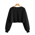 Jet Black Balloon-Sleeve Crop Top