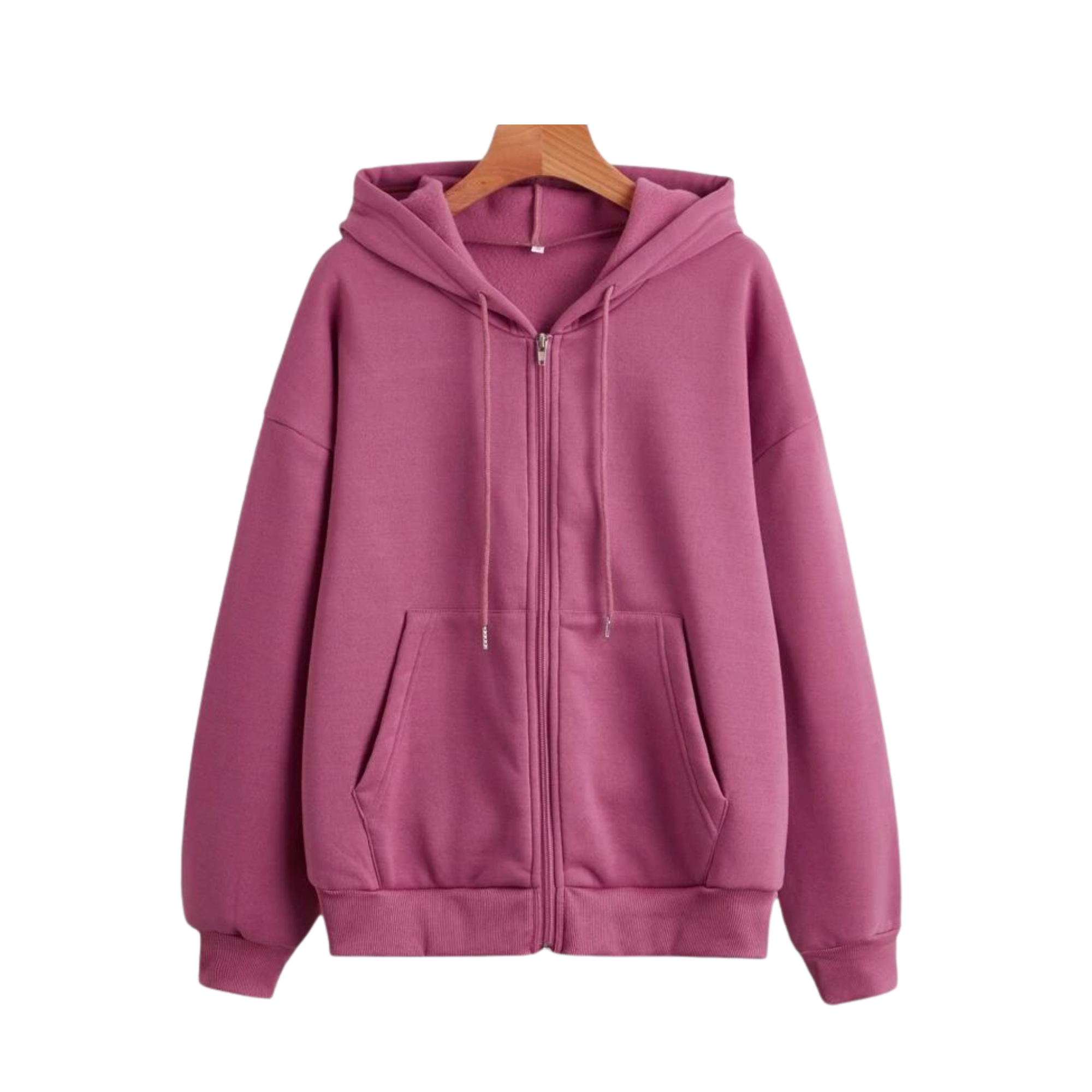 Mulberry Front-Open Zip Hoodie