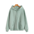 Sage Green Front-Open Zip Hoodie