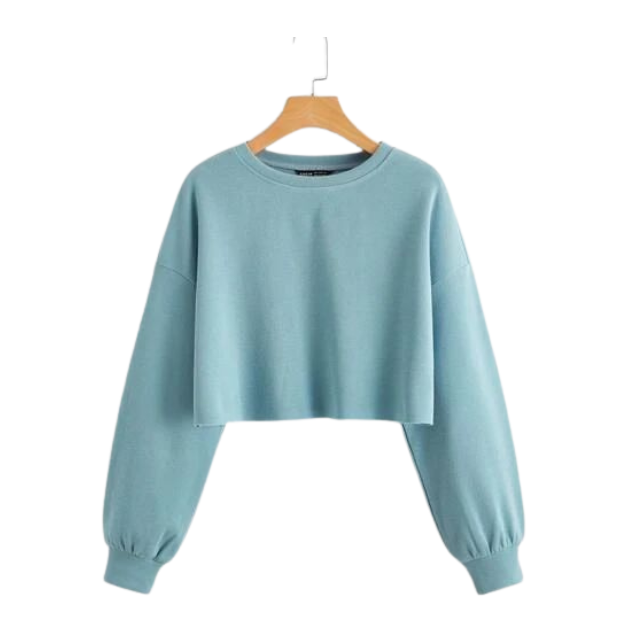 Sky Blue Balloon-Sleeve Crop Top
