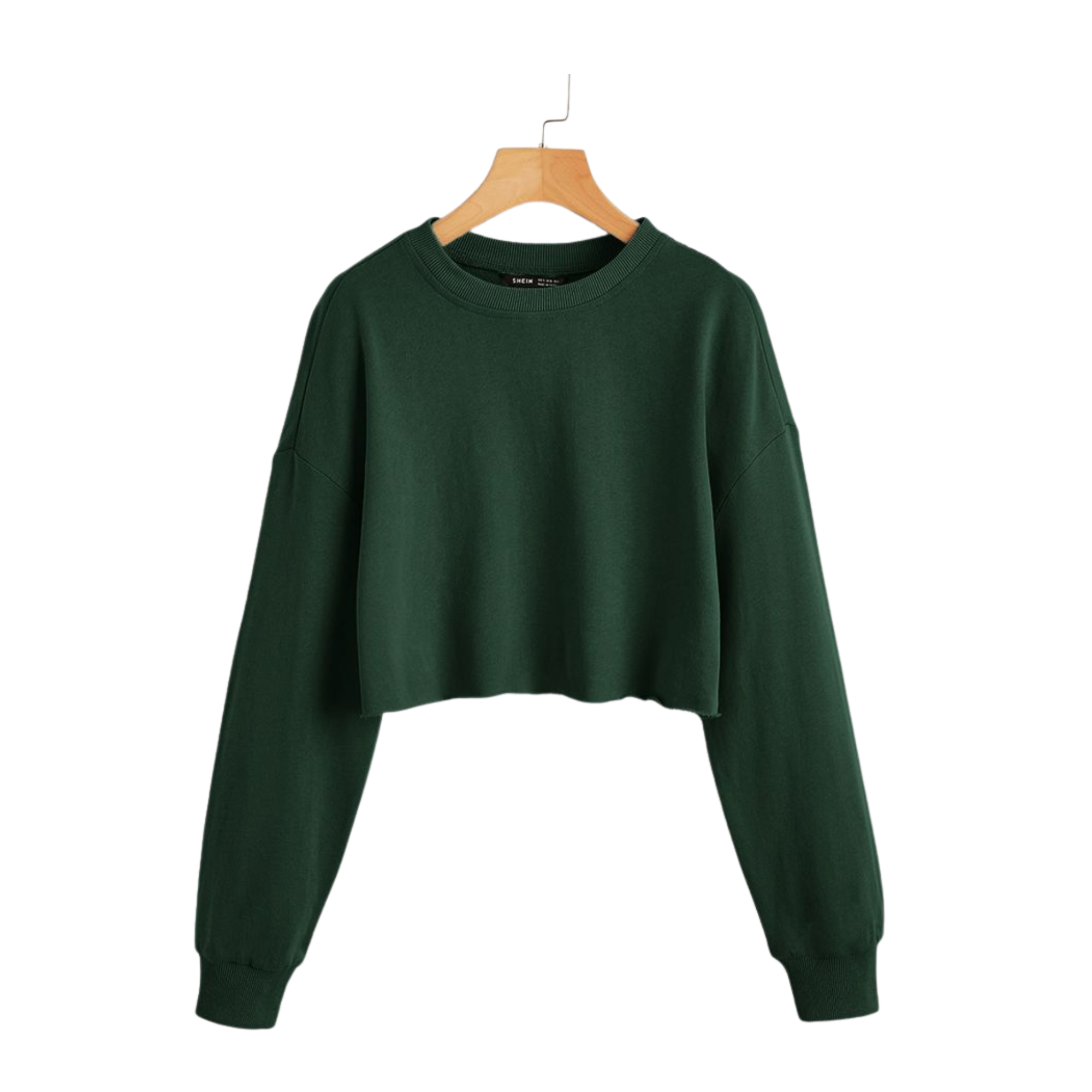 Forest Green Balloon-Sleeve Crop Top