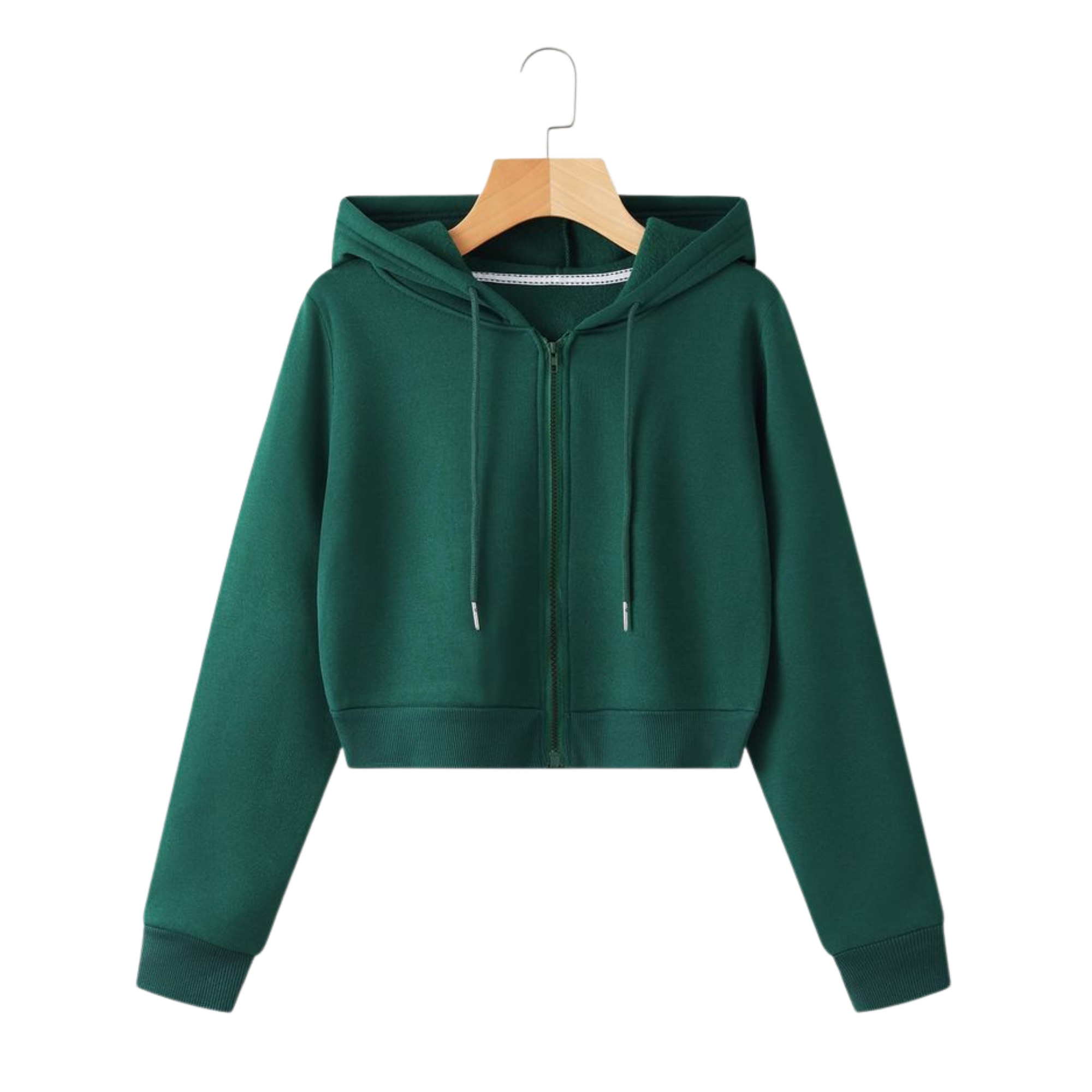 Bottle Green Crop Hoodie